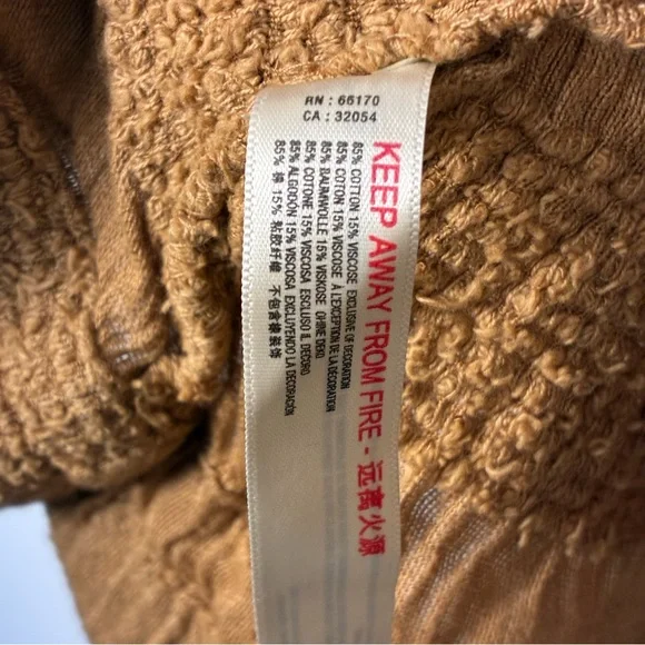 NEW Free People tan wheat babydoll dress size M puff sleeves open back - Picture 7 of 8